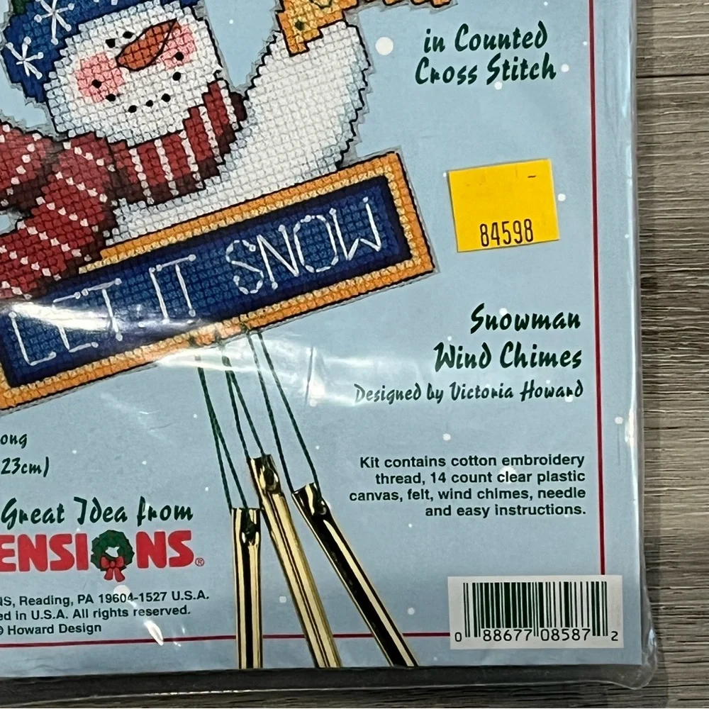 NWT Dimensions Wind Chimes Snowman Counted Cross Stitch Kit - Picture 7 of 10